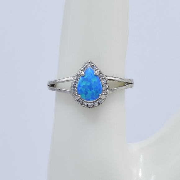 NWOT Fragrant Jewels Blue Opal Pear Cut Ring Size 7.75 US - Picture 2 of 5
